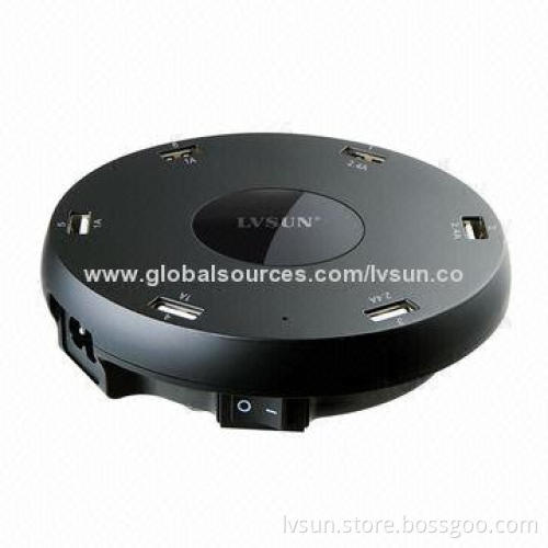 6-port USB Charger, Charge 6 Devices Simultaneously, Smart Shape Design, Provide 2.4A and 1A Output